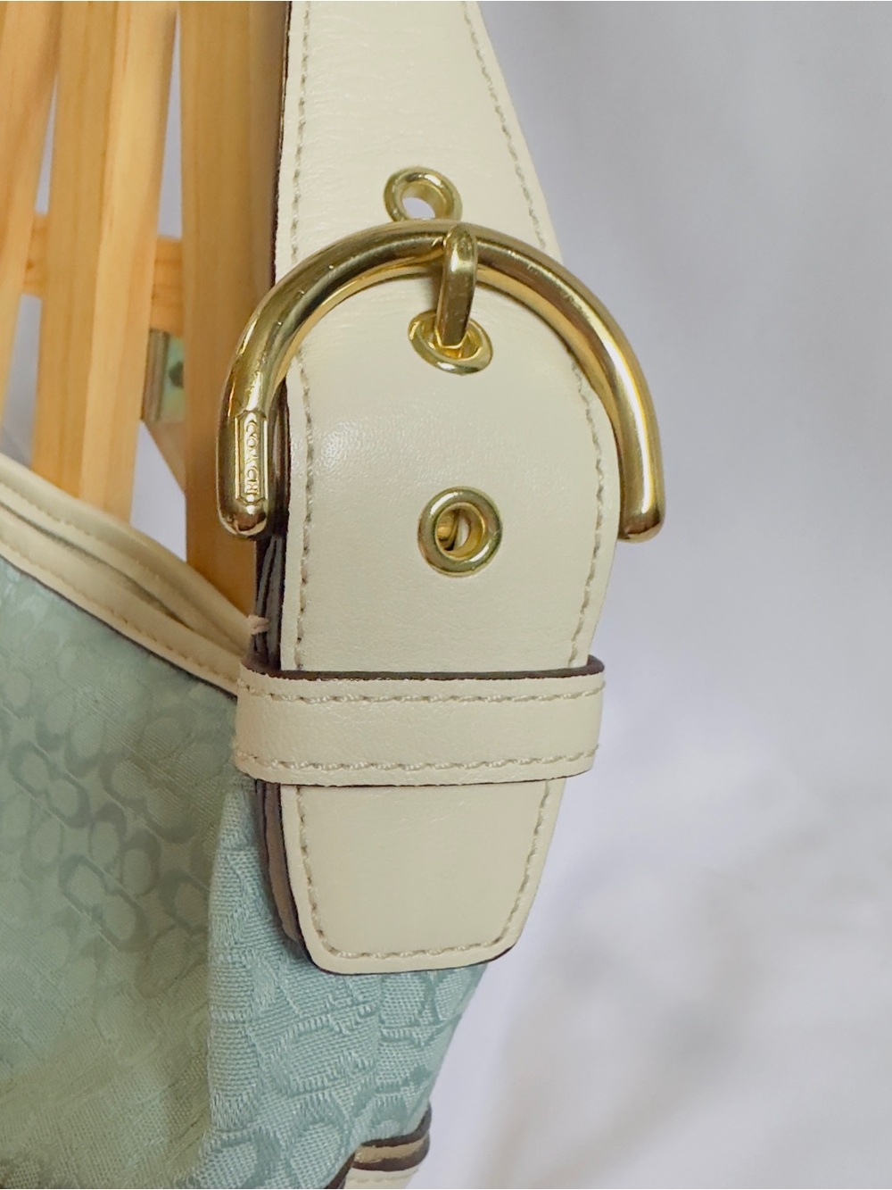 Vtg Coach Y2K Mini Hobo Periwinkle Blue Signature Canvas Shoulder Bag H04J-1455 - Picture 7 of 16